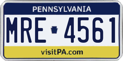 PA license plate MRE4561