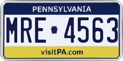 PA license plate MRE4563