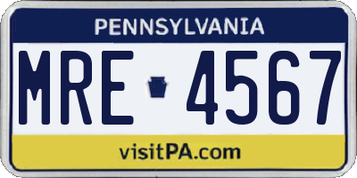 PA license plate MRE4567