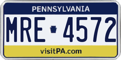 PA license plate MRE4572
