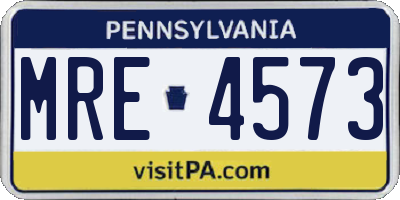 PA license plate MRE4573