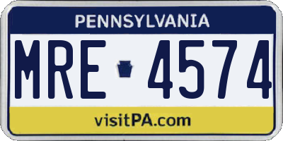 PA license plate MRE4574