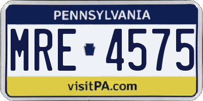 PA license plate MRE4575