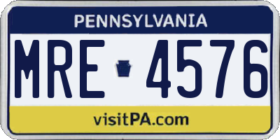 PA license plate MRE4576