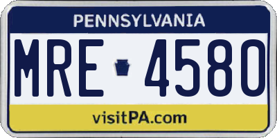 PA license plate MRE4580
