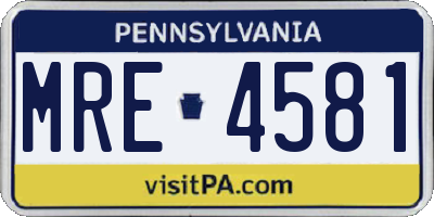 PA license plate MRE4581