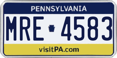 PA license plate MRE4583