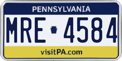 PA license plate MRE4584