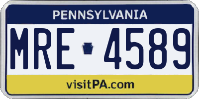 PA license plate MRE4589