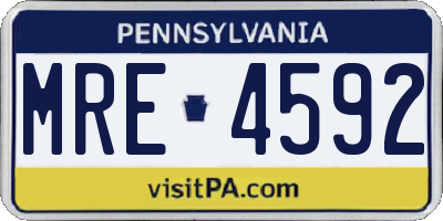 PA license plate MRE4592