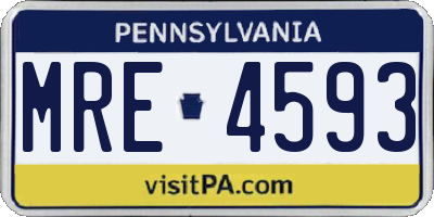 PA license plate MRE4593