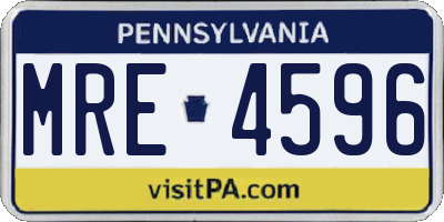 PA license plate MRE4596