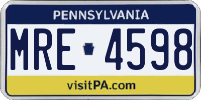 PA license plate MRE4598