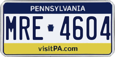 PA license plate MRE4604