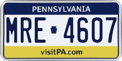 PA license plate MRE4607