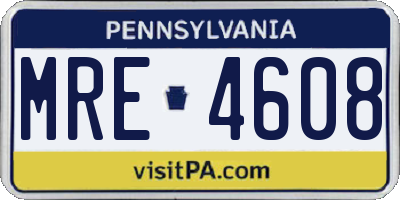 PA license plate MRE4608
