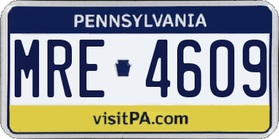 PA license plate MRE4609
