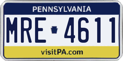 PA license plate MRE4611