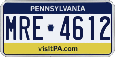 PA license plate MRE4612