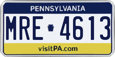 PA license plate MRE4613