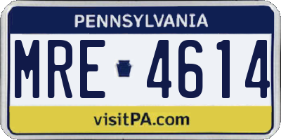 PA license plate MRE4614