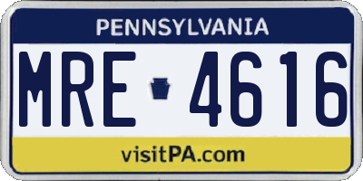 PA license plate MRE4616