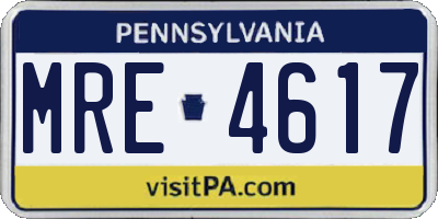 PA license plate MRE4617