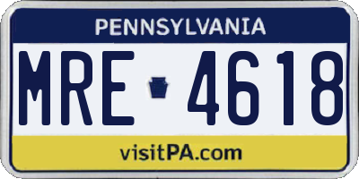 PA license plate MRE4618