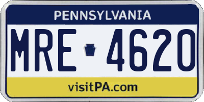 PA license plate MRE4620