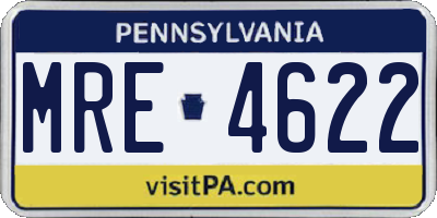 PA license plate MRE4622