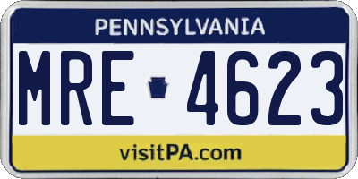 PA license plate MRE4623