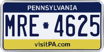 PA license plate MRE4625