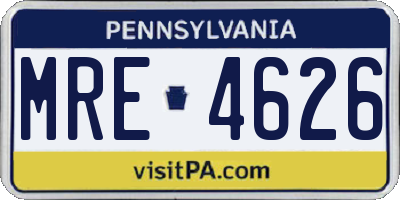 PA license plate MRE4626