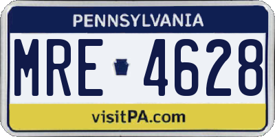 PA license plate MRE4628