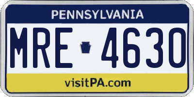 PA license plate MRE4630