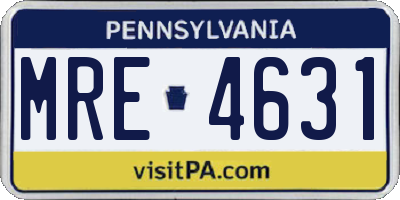 PA license plate MRE4631