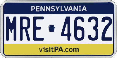PA license plate MRE4632