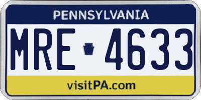 PA license plate MRE4633