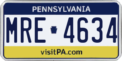PA license plate MRE4634