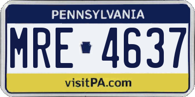 PA license plate MRE4637