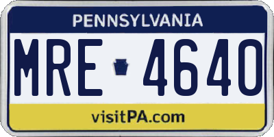 PA license plate MRE4640