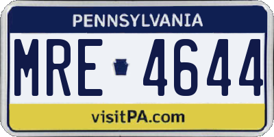PA license plate MRE4644
