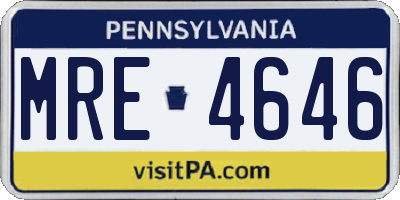 PA license plate MRE4646