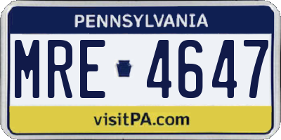 PA license plate MRE4647