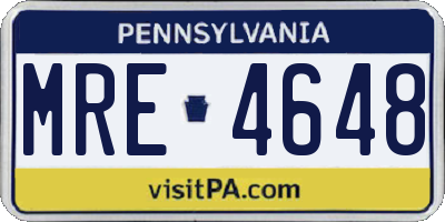 PA license plate MRE4648