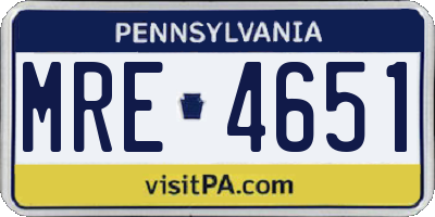 PA license plate MRE4651