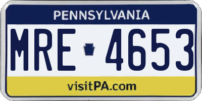 PA license plate MRE4653