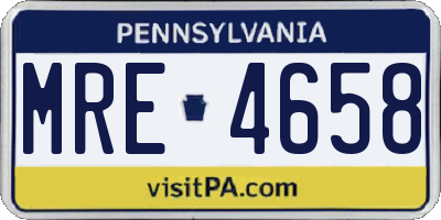 PA license plate MRE4658