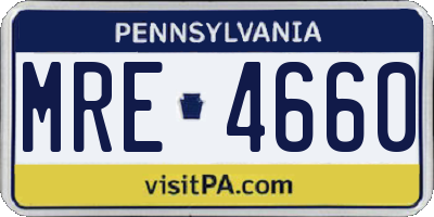 PA license plate MRE4660