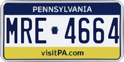PA license plate MRE4664
